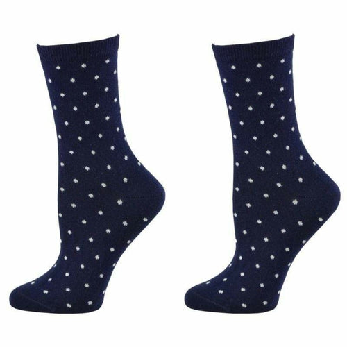 Women's Polka Dot Pattern Crew Socks 2-Pair Pack Cotton Socks