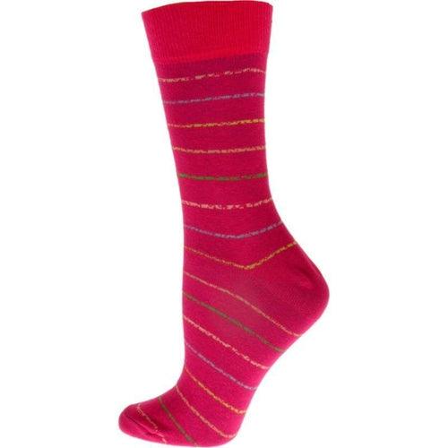 Women's Cotton Blend Vibrant Colorful Striped Crew Socks