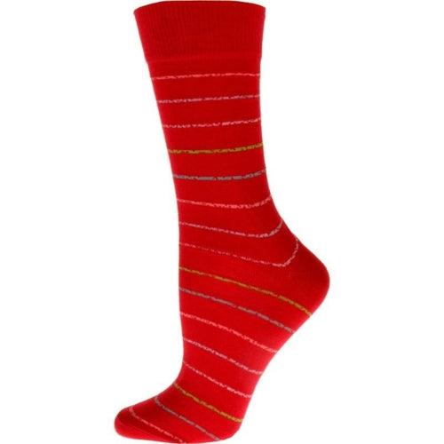 Women's Cotton Blend Vibrant Colorful Striped Crew Socks