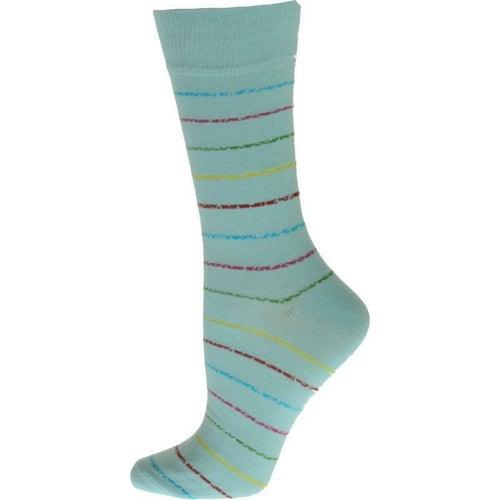 Women's Cotton Blend Vibrant Colorful Striped Crew Socks