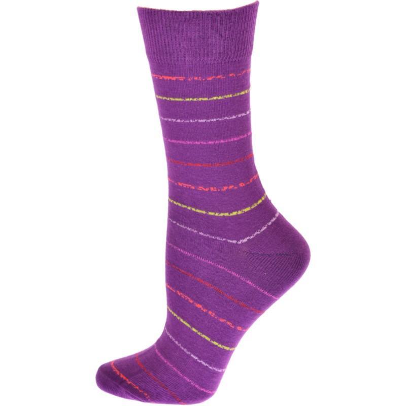 Women's Cotton Blend Vibrant Colorful Striped Crew Socks