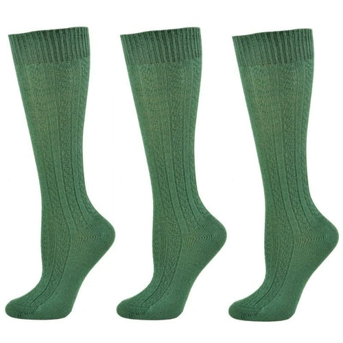 Classic Cable Knit Cotton Knee High Socks 3 Pair Pack