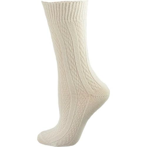 Classic Cable Knit Combed Cotton Crew Socks 2 Pair Pack