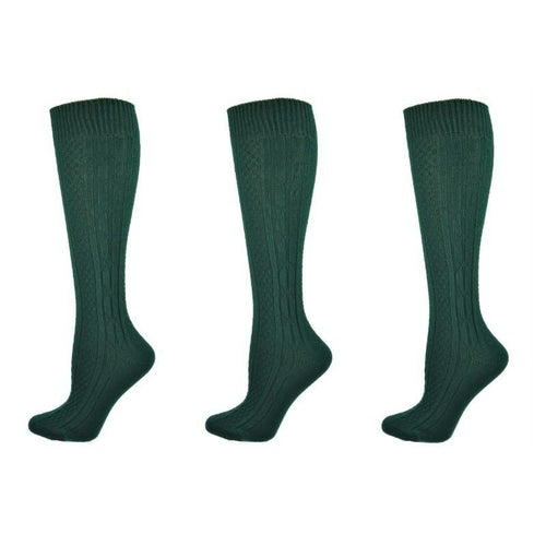 Classic Cable Knit Acrylic Knee High Socks 3 Pair Packs