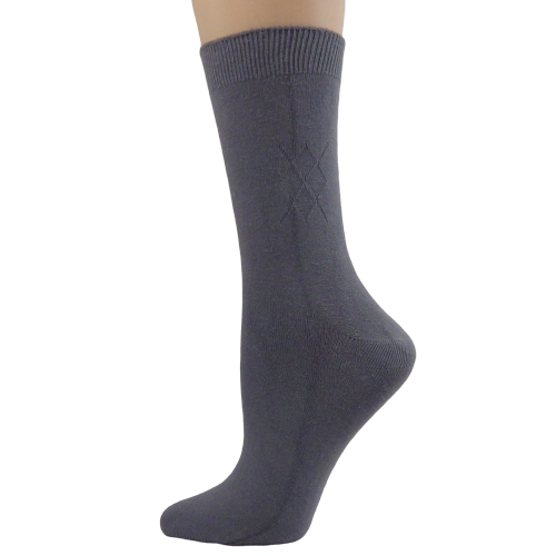 Women's Bamboo Crew Socks in a Classic Diamond Argyle Pattern