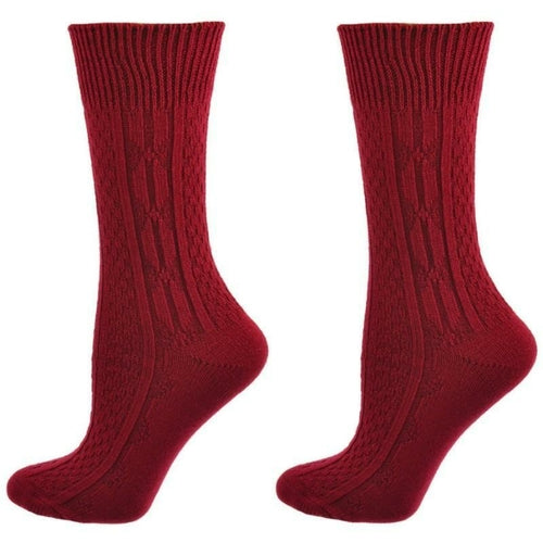 Classic Cable Knit Acrylic Crew Socks 2 pair pack