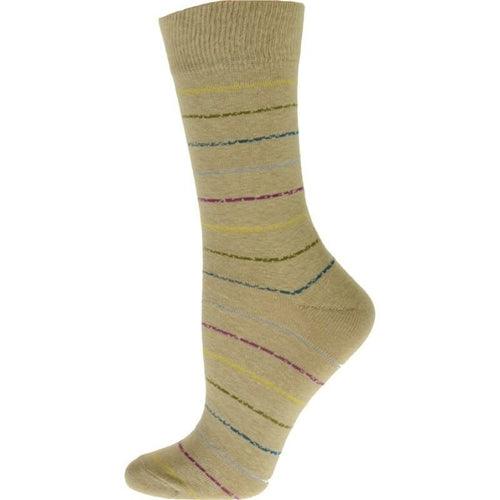 Women's Cotton Blend Vibrant Colorful Striped Crew Socks