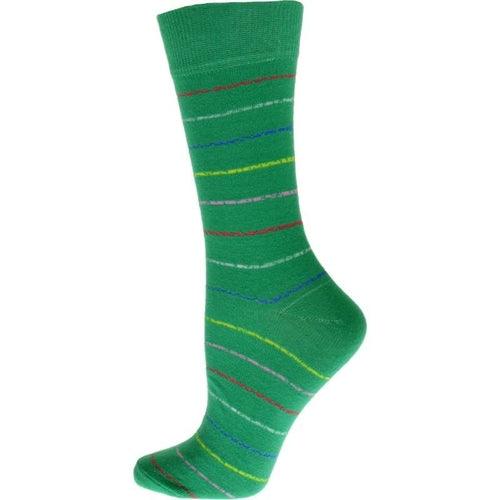 Women's Cotton Blend Vibrant Colorful Striped Crew Socks