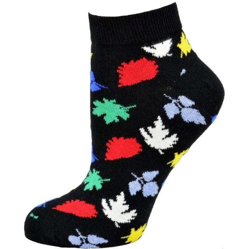 Women's Leaf Pattern Ankle Combed Cotton Socks