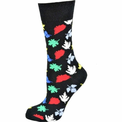 Leaves Pattern Cotton Crew Socks