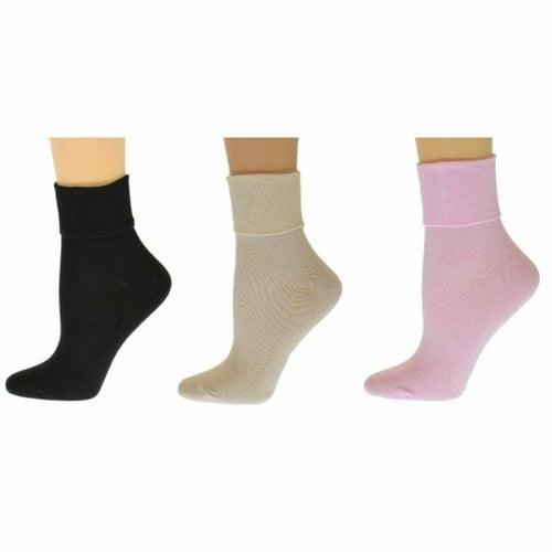 Turn Cuff Organic Cotton Seamless Toe 3 pair Pack | No Toe Seam Socks