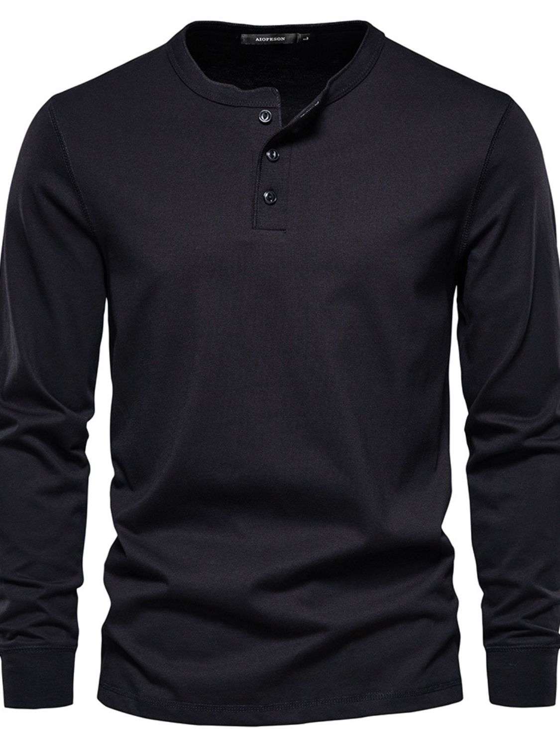 Men's Full Size Quarter Button Round Neck Long Sleeve T-Shirt Plus Size