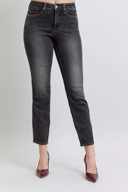 Judy Blue Full Size Midi Rise Tummy Control Slim Jeans Plus Size