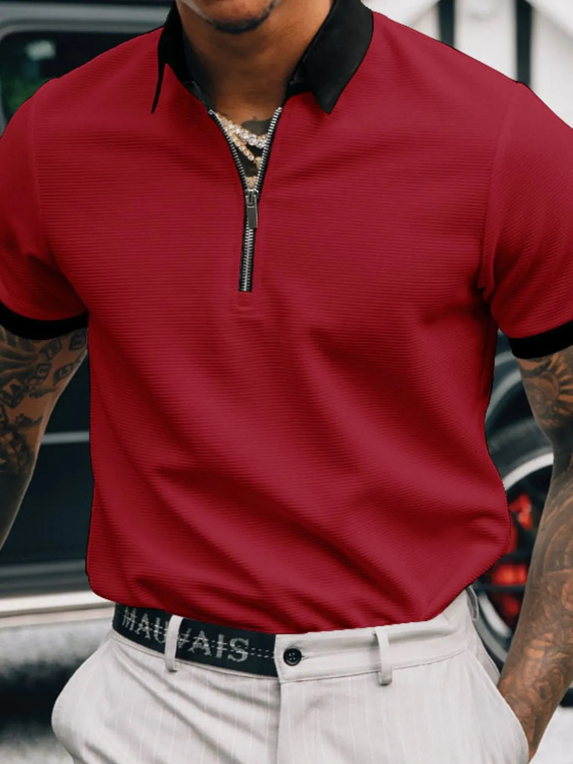 Men's Full Size Collared Neck Short Sleeve Polo Plus Size