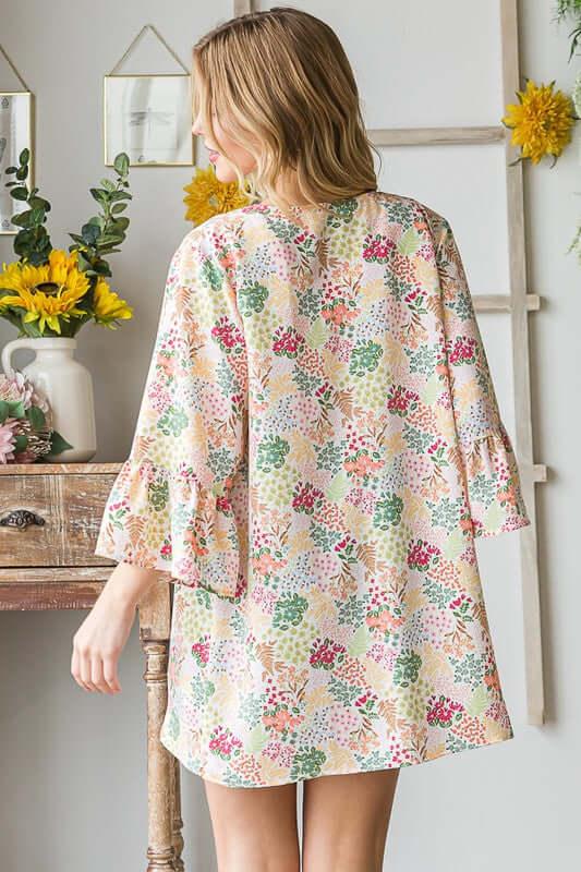 Heimish Full Size Multi Color Floral Open Cardigan Plus Size