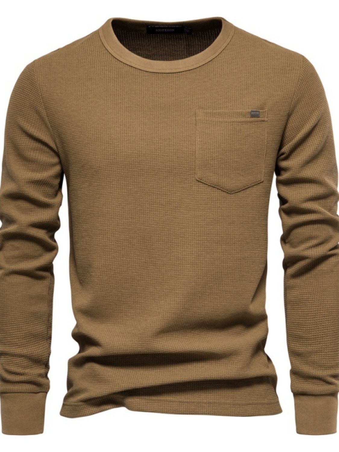 Men's Waffle-Knit Round Neck T-Shirt - Clothes For Her Online Store