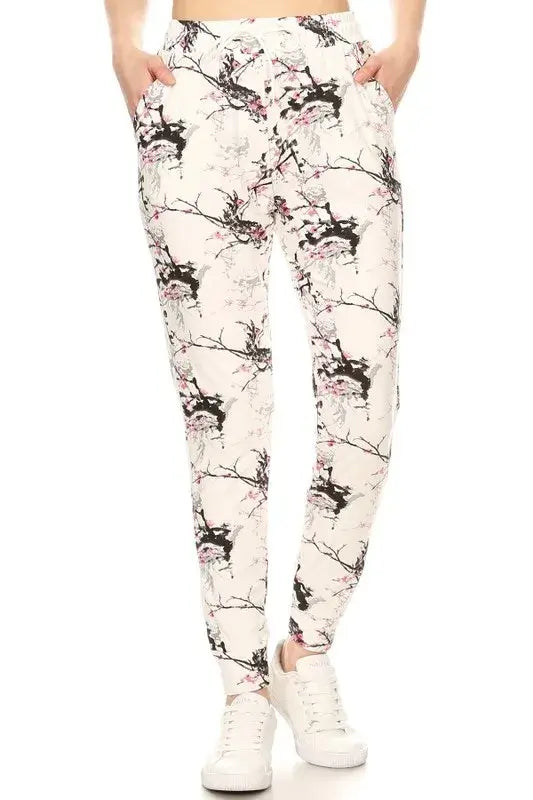 Leggings Depot Full Size Buttery Soft Printed Joggers with Drawstring Plus Size - Clothes For Her Online Store