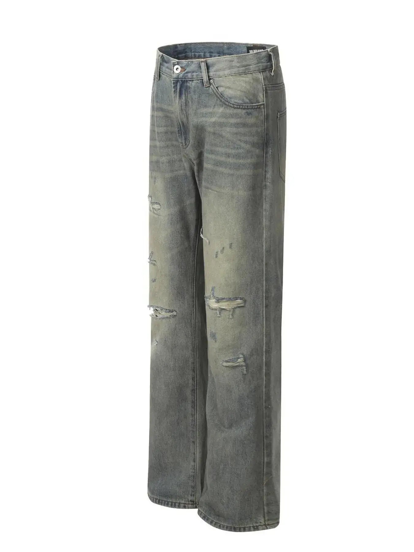 Men's Distressed Slim Bootcut Washed Jeans