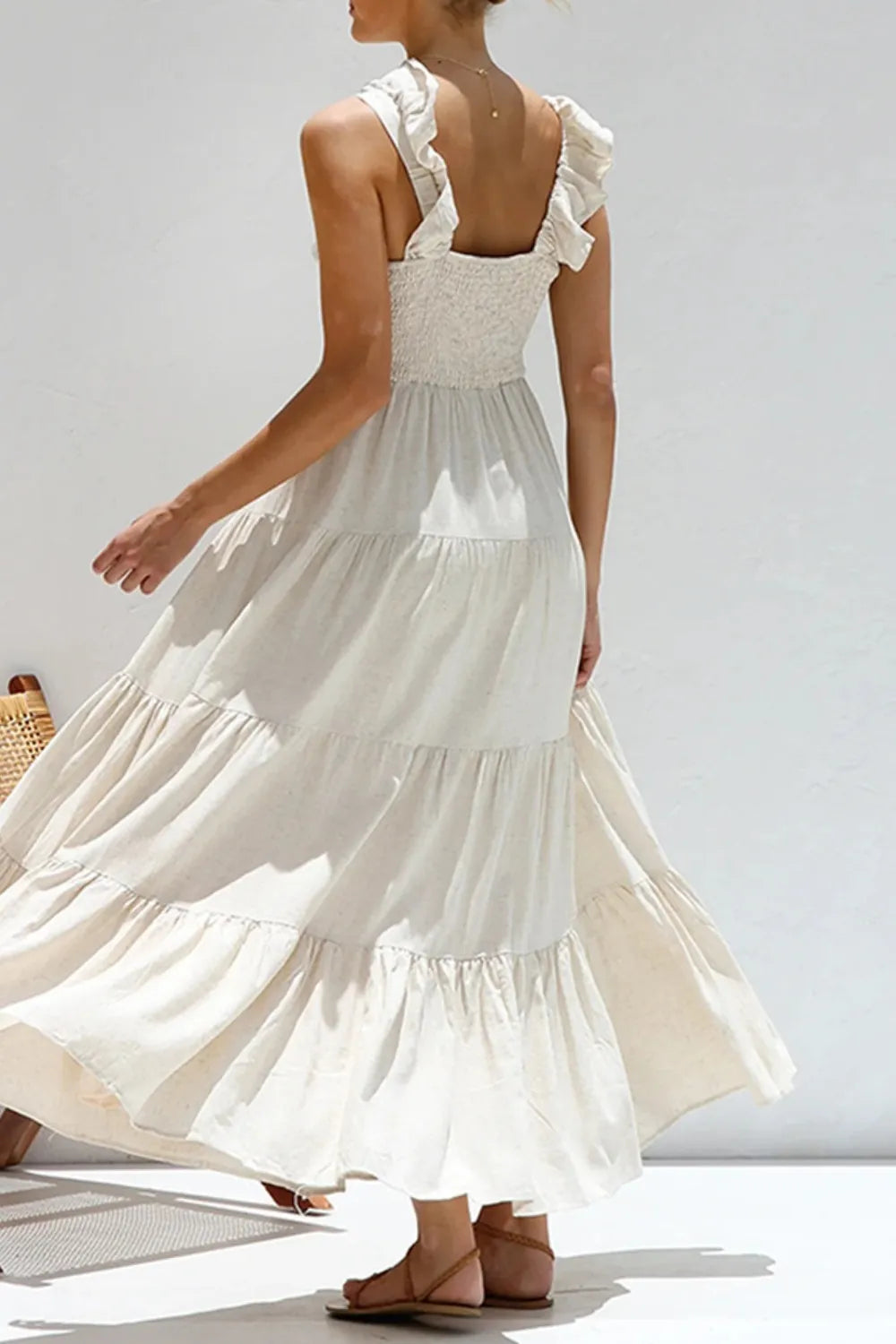 Ruffled V-Neck Tiered Dress