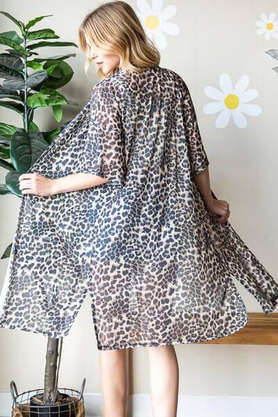 Heimish Full Size Leopard Open Front Cardigan Plus Size