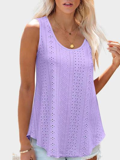 Florira Eyelet Round Neck Tank