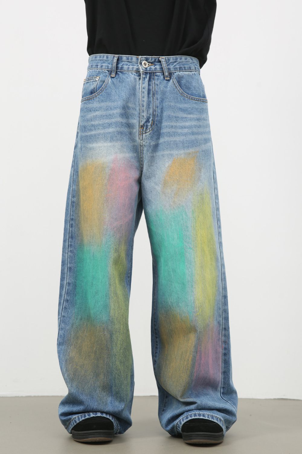 Men's Contrast Wide Leg Jeans - Clothes For Her Online Store