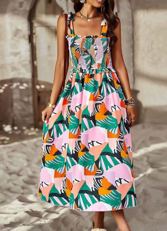 Smocked Midi Dress - Clothes For Her Online Store