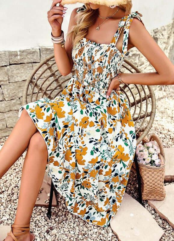 Smocked Midi Dress - Clothes For Her Online Store