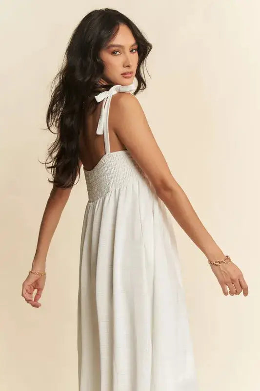 Davi & Dani Smocked Sleeveless Maxi Cami Dress - Clothes For Her Online Store
