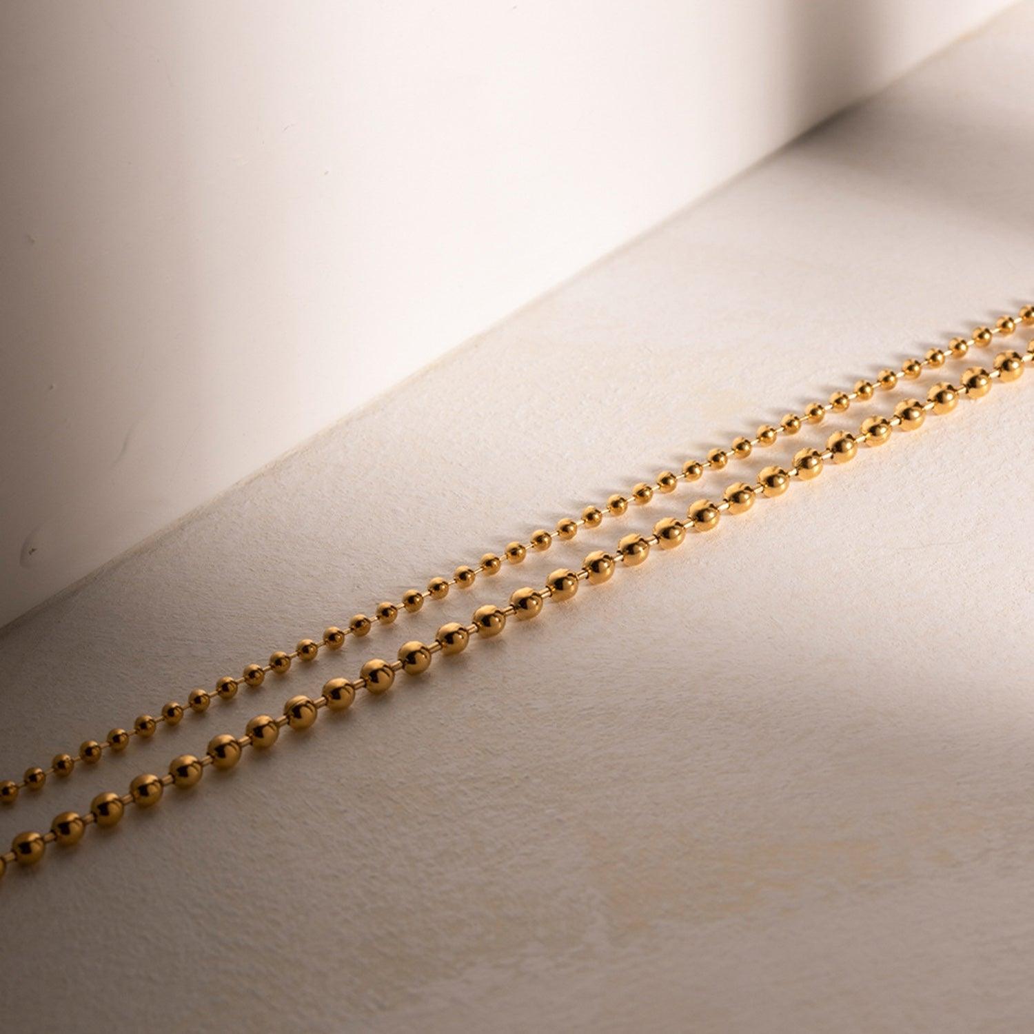 18K Gold-Plated Lobster Closure Bead Necklace - Clothes For Her Online Store