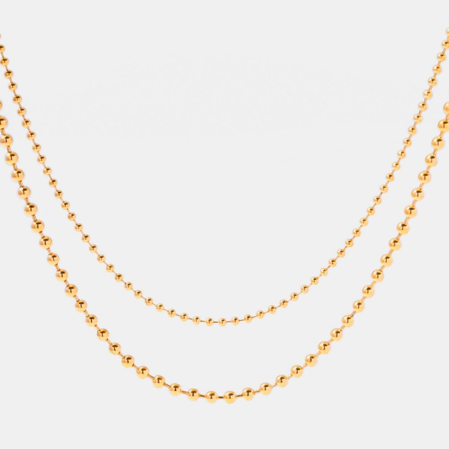 18K Gold-Plated Lobster Closure Bead Necklace - Clothes For Her Online Store