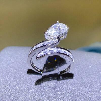 3 Carat Moissanite Zircon 925 Sterling Silver Bypass Ring