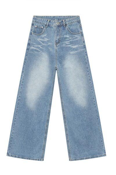 Mid Rise Wide Leg Men's Jeans with Pockets - Clothes For Her Online Store