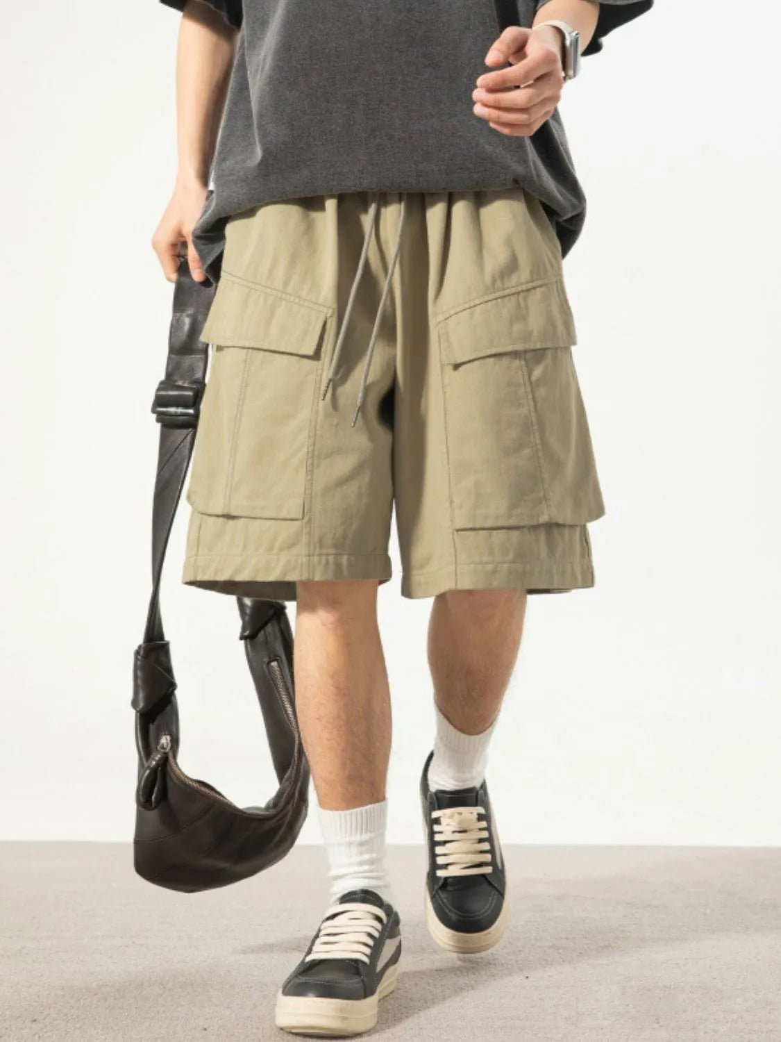 Men's Plus Size Drawstring Shorts with Pockets