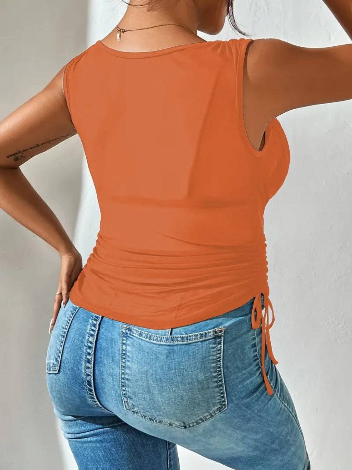 Side Drawstring Ruched Tank - Clothes For Her Online Store