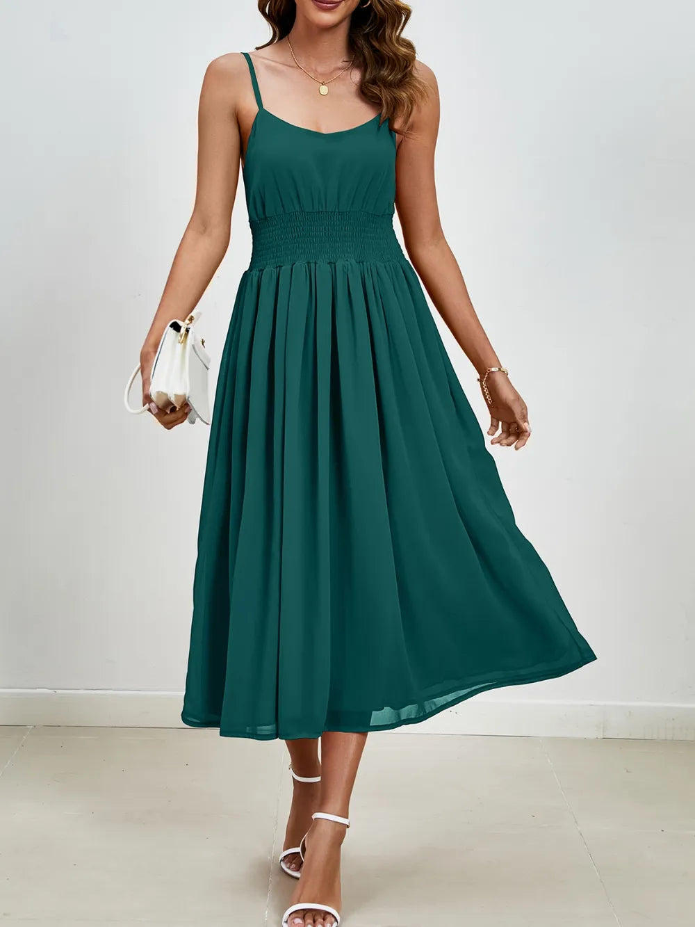 Scoop Neck Midi Cami Dress