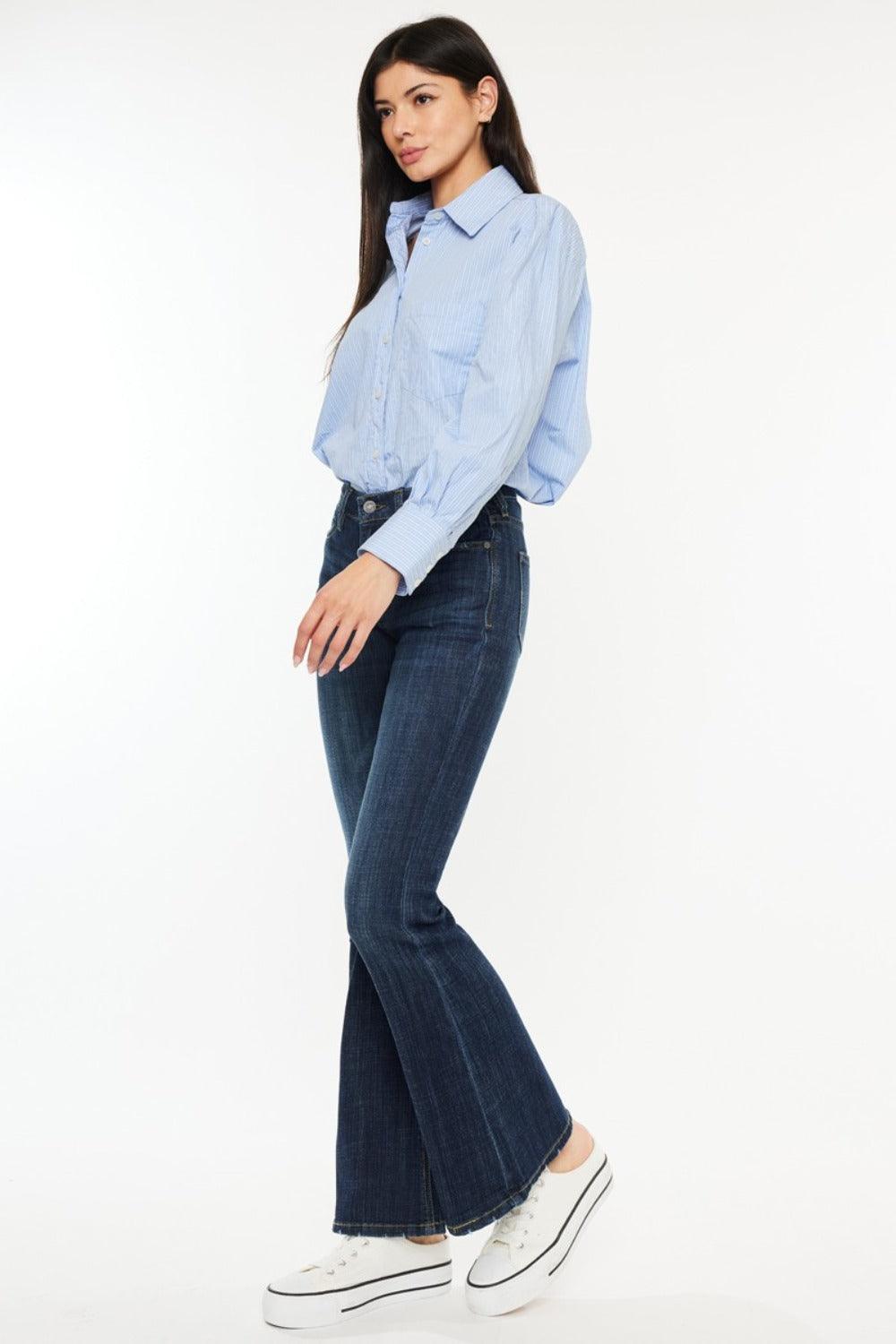 Kancan Full Size Mid Rise Flare Jeans - Clothes For Her Online Store