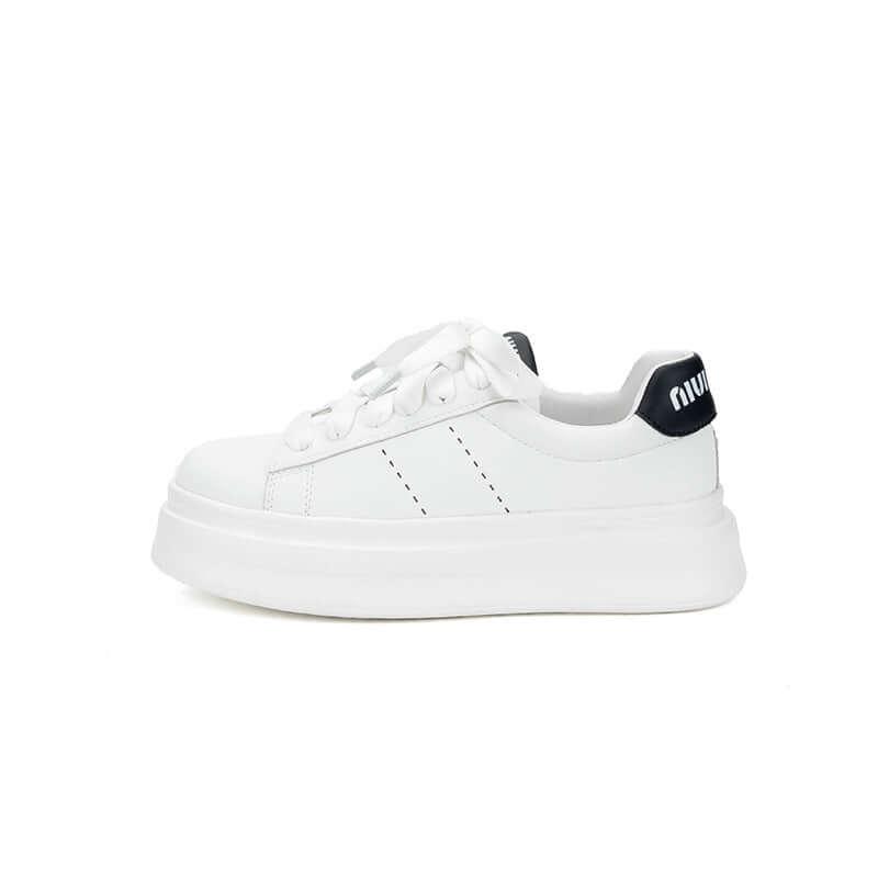 Lace Up Contrast Round Toe Platform Sneakers - Clothes For Her Online Store