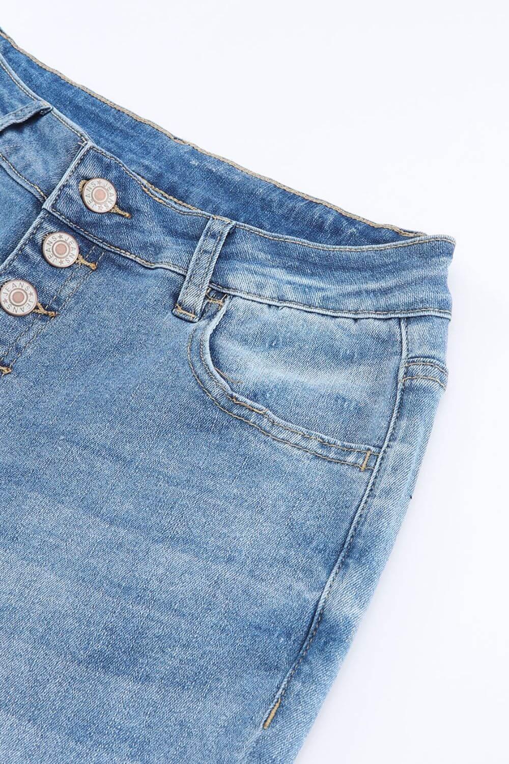 High Waist Button Fly Flared Jeans