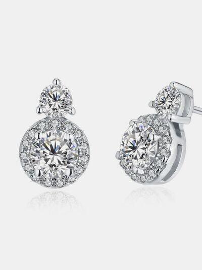 1 Carat Moissanite 925 Sterling Silver Earrings - Clothes For Her Online Store
