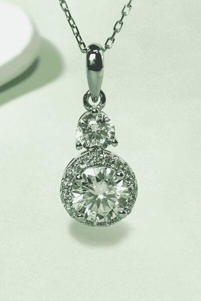 1 Carat Moissanite 925 Sterling Silver Pendant Necklace - Clothes For Her Online Store