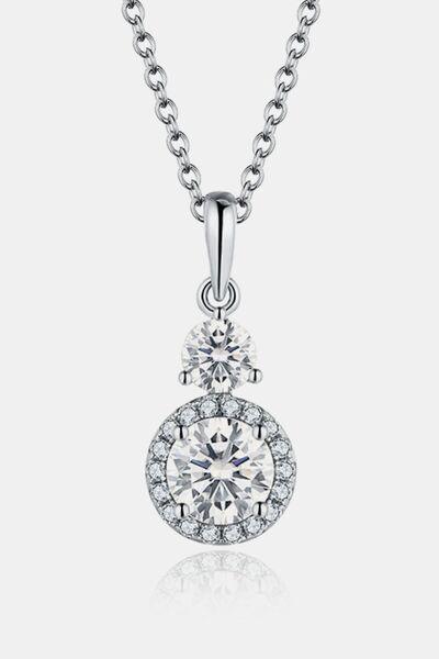 1 Carat Moissanite 925 Sterling Silver Pendant Necklace - Clothes For Her Online Store