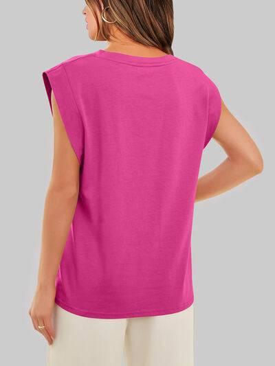 Florira Round Neck Cap Sleeve T-Shirt