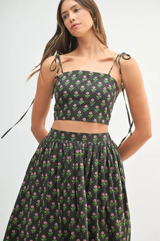 MABLE Floral Crop Top and Skirt Set - Clothes For Her Online Store