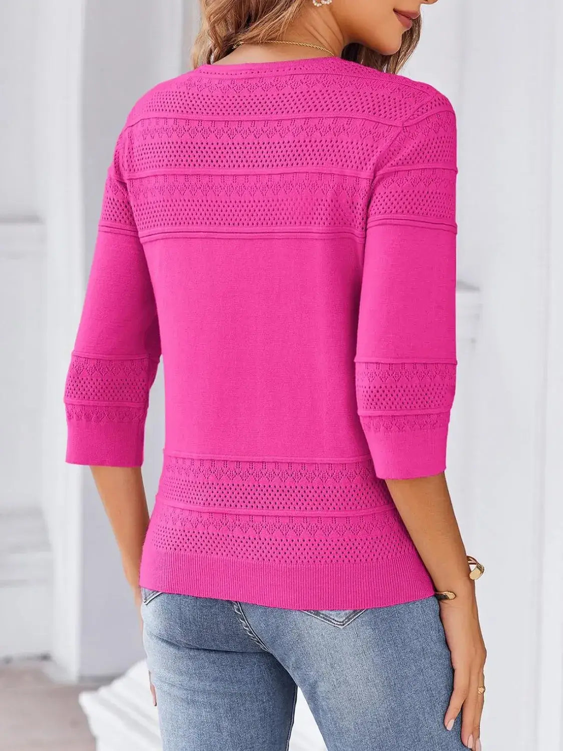 Button Up 3/4 Sleeve Cardigan