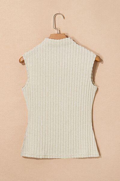 Ribbed Mock Neck Slim Tank