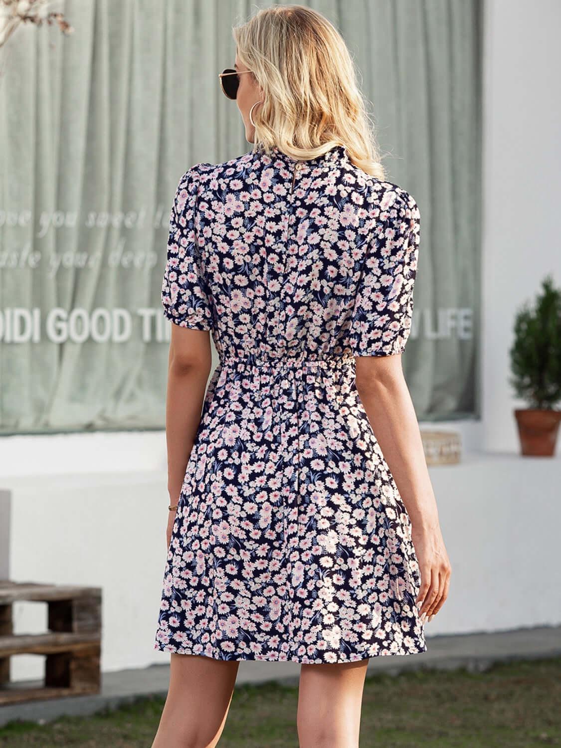 Ivy Lane Floral Mock Neck Mini Dress - Clothes For Her Online Store