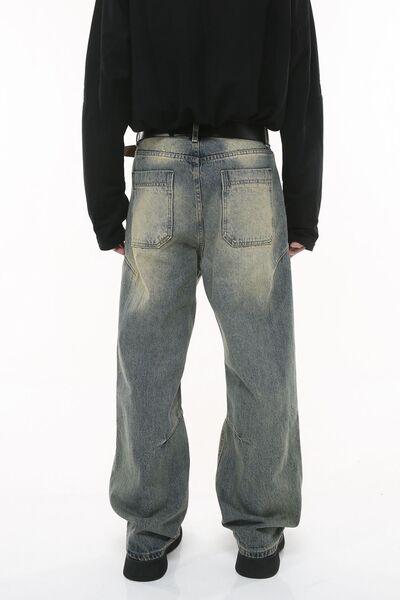 Wide Leg Men's Jeans with Pockets