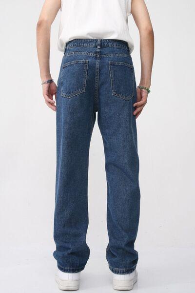 Men's Washed Straight Leg Jeans