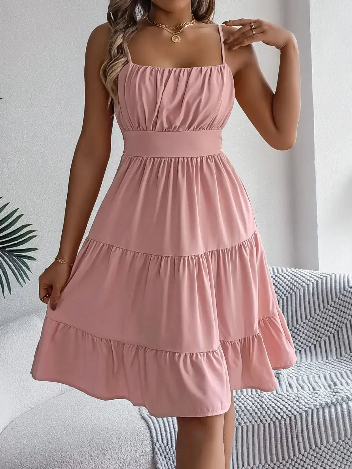 Smocked Back Tiered Cami Dress - Clothes For Her Online Store